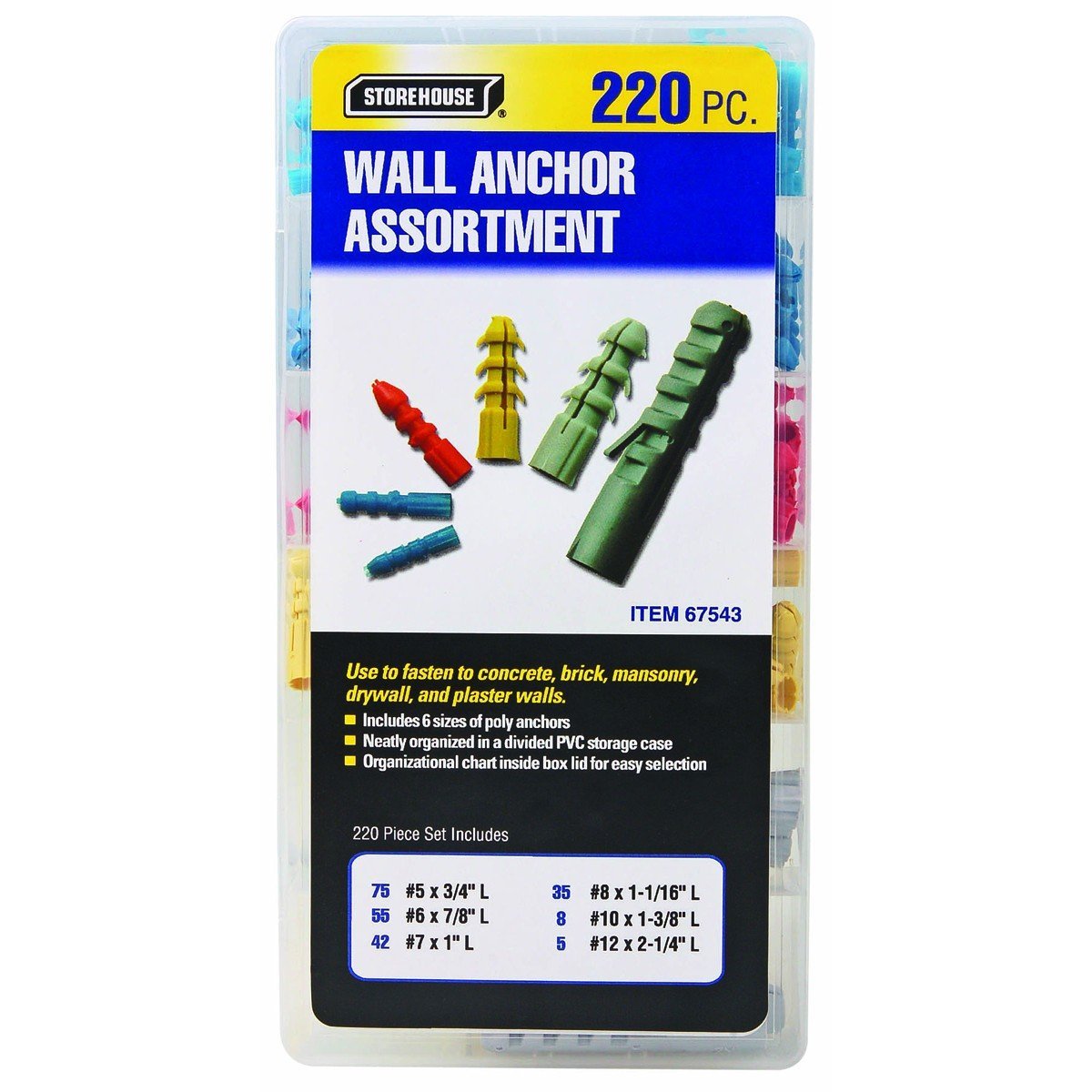 Plastic Anchor Assortment 220-Pieces