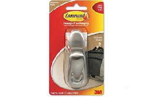 3M Medium Adhesive Brushed Nickel Hook