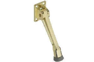4" KICKDOWN DOOR STOP BRT BRASS