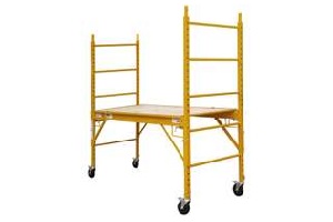 Prosource Adjustable Portable Scaffolding Heavy Duty Yellow with Plywood