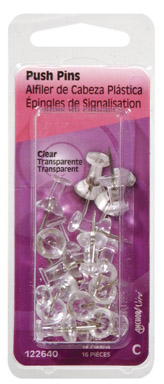 Push Pins Clear Pack of 16