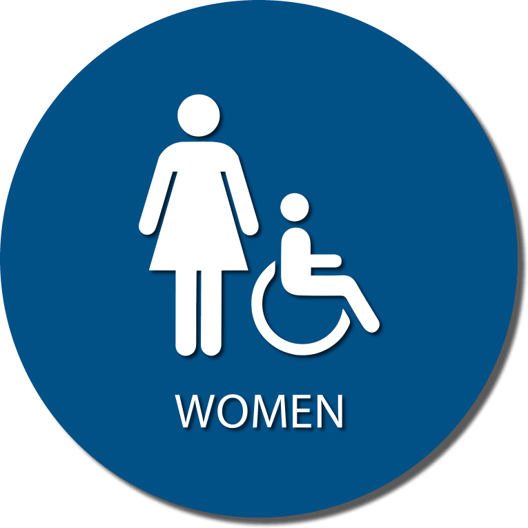 12" Blue Restroom Sign Women ADA