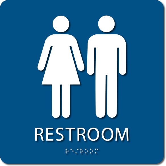 12" Blue Restroom Sign Unisex ADA