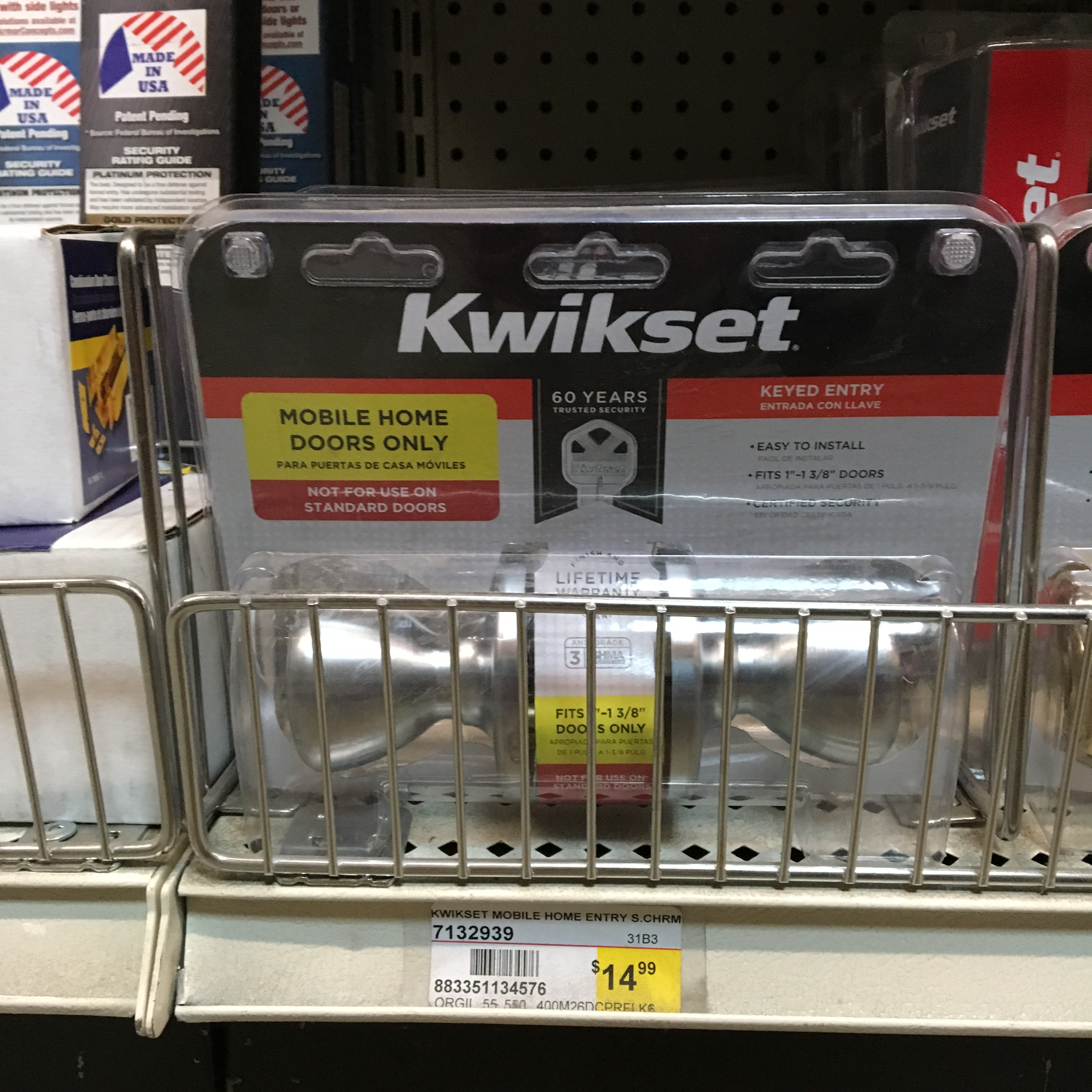 KWIKSET MOBILE HOME ENTRY S.CHRM