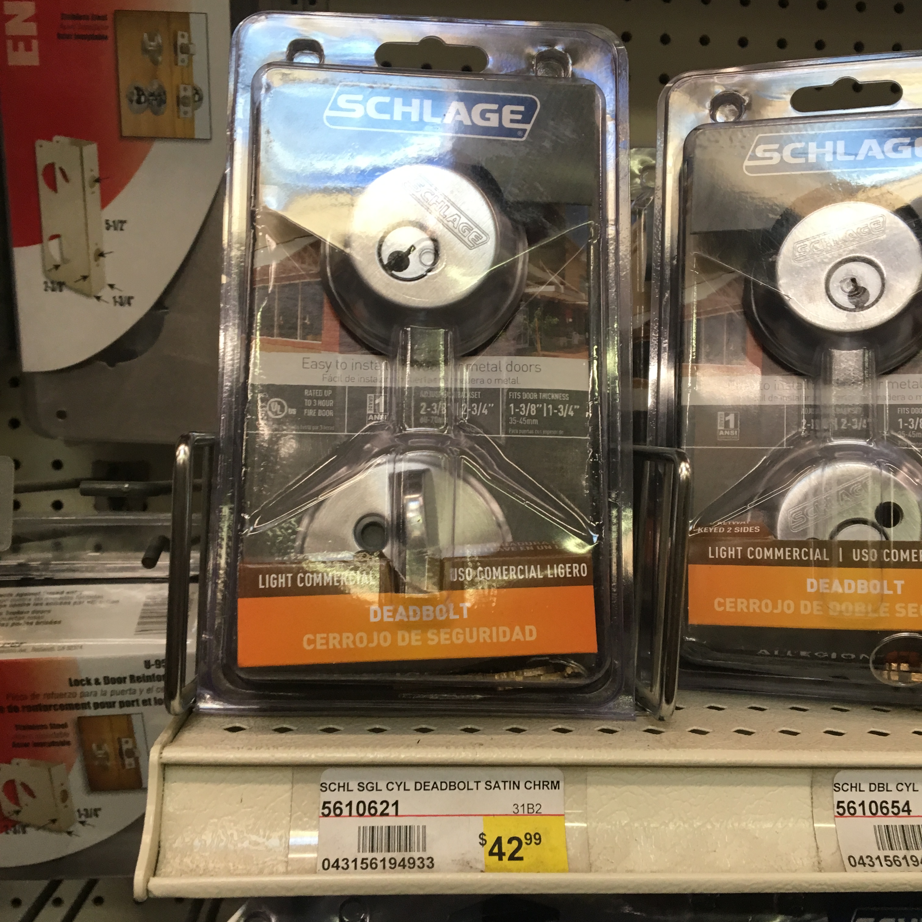 SCHL SGL CYL DEADBOLT SATIN CHRM