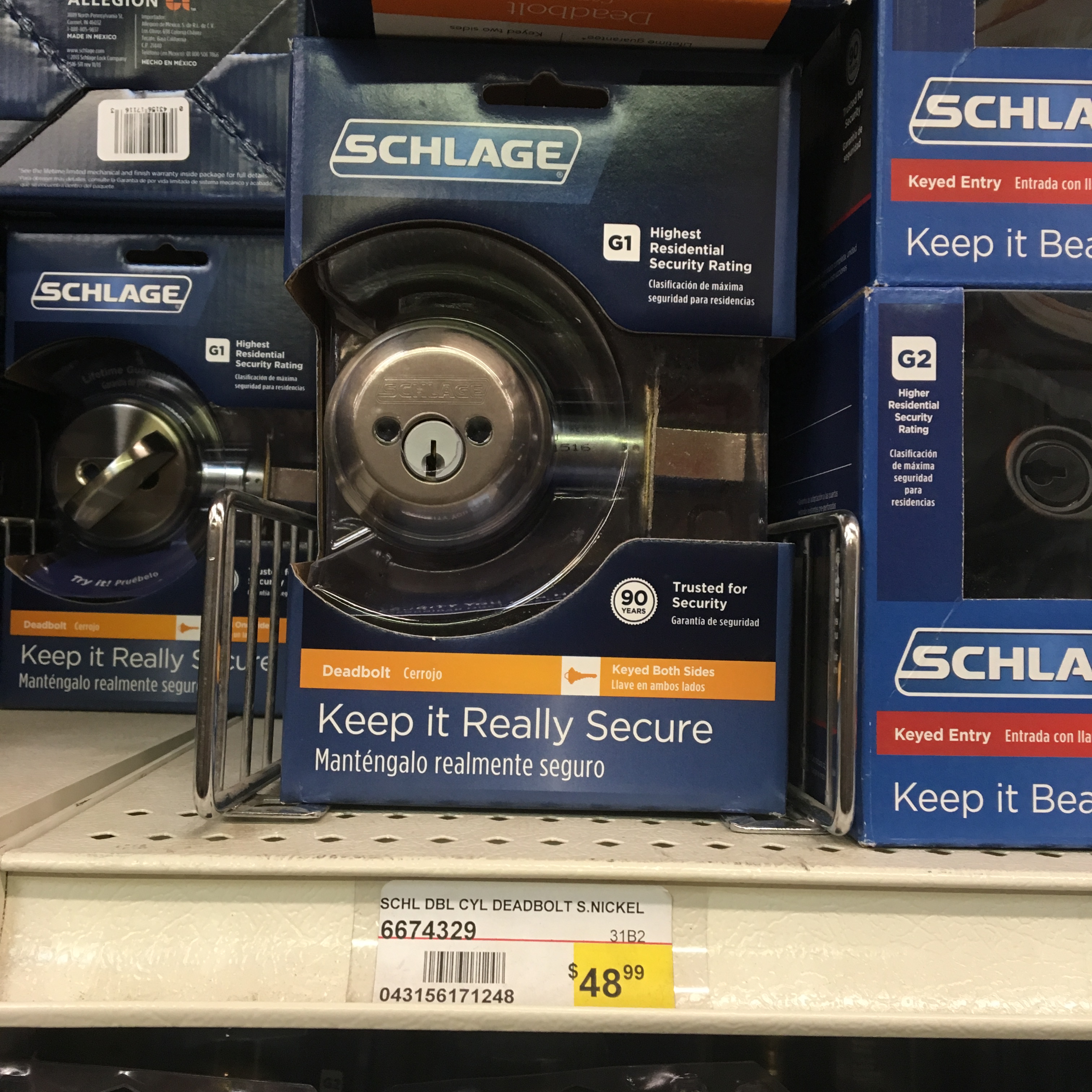 SCHL DBL CYL DEADBOLT S.NICKEL