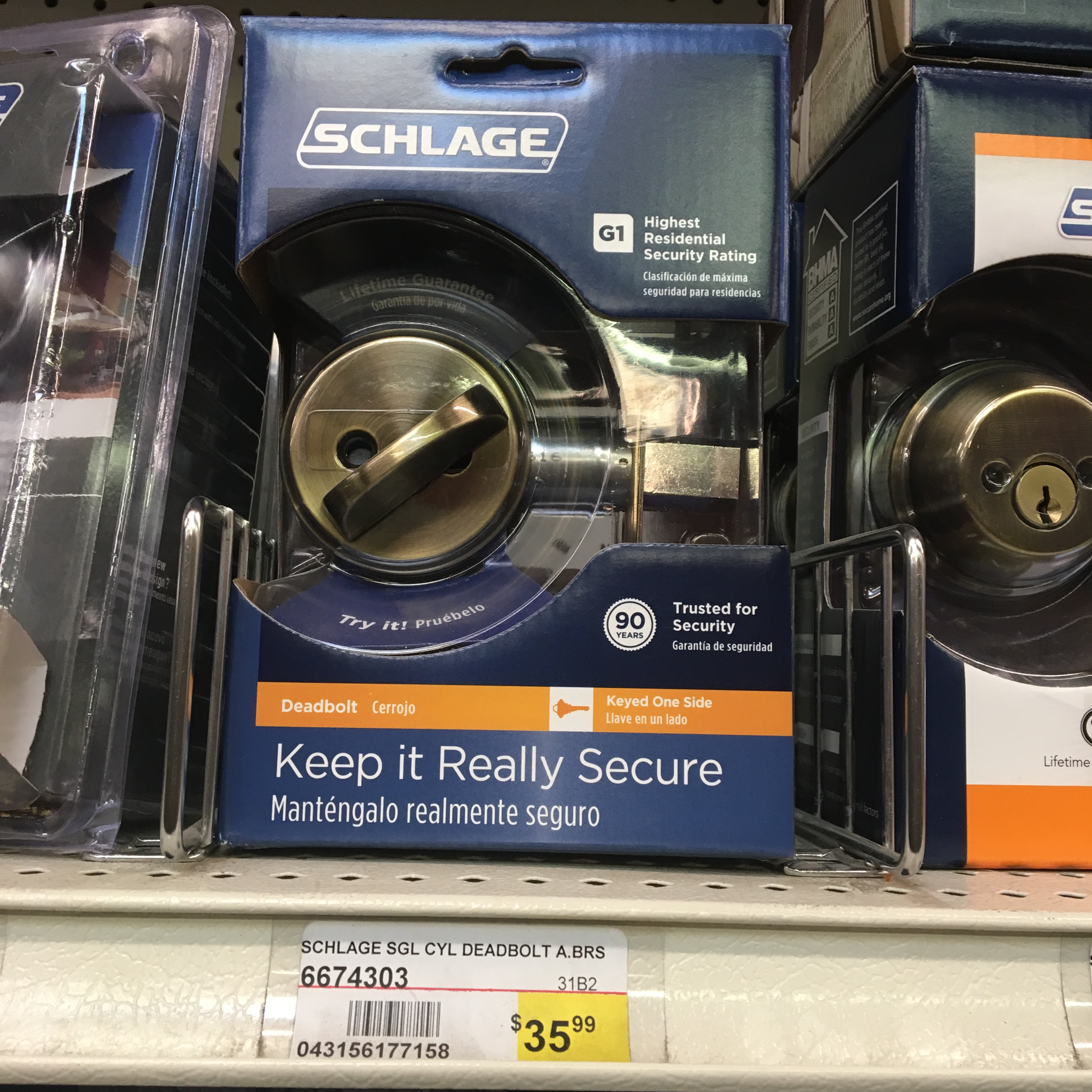 SCHLAGE SGL CYL DEADBOLT A.BRS