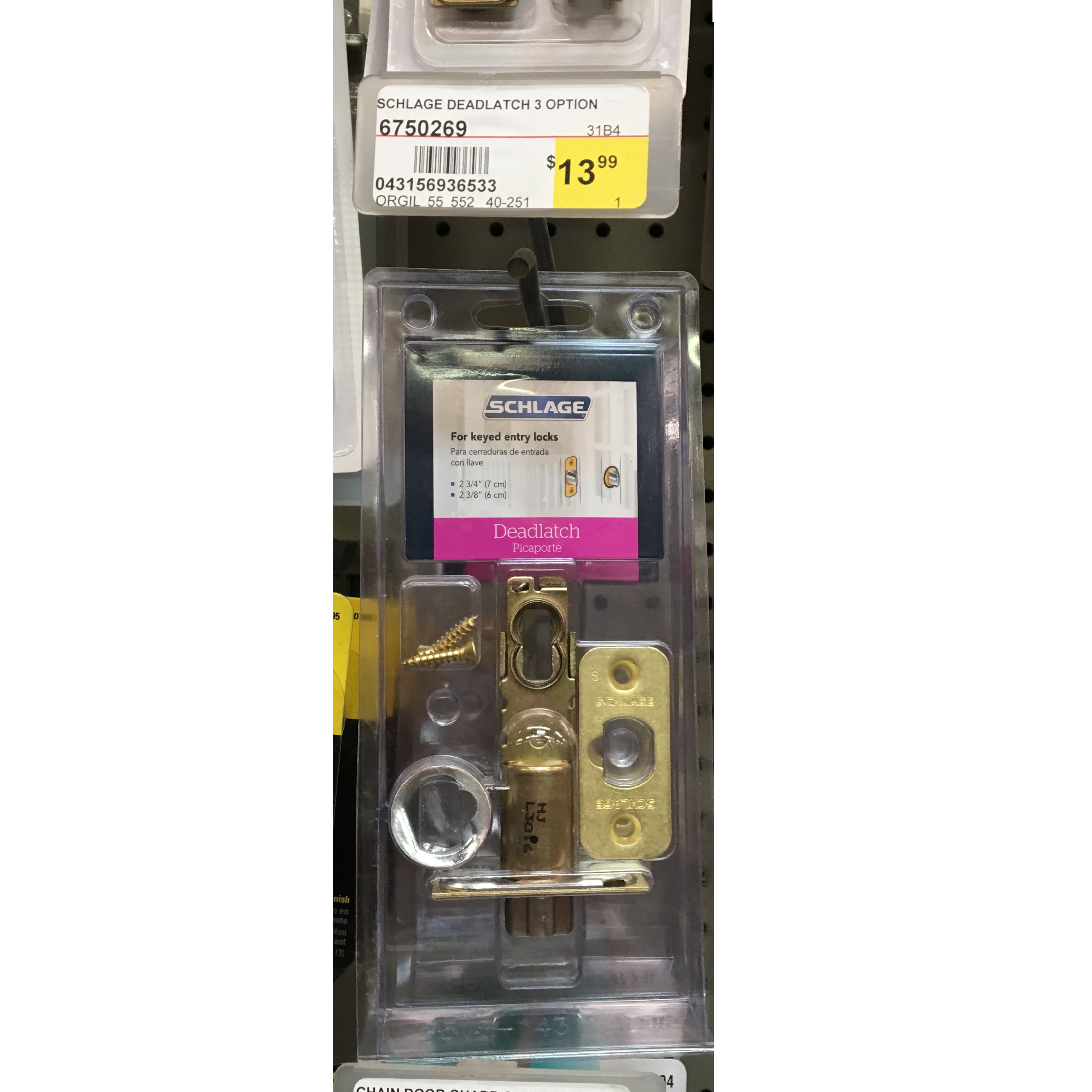 SCHLAGE DEADLATCH 3 OPTION