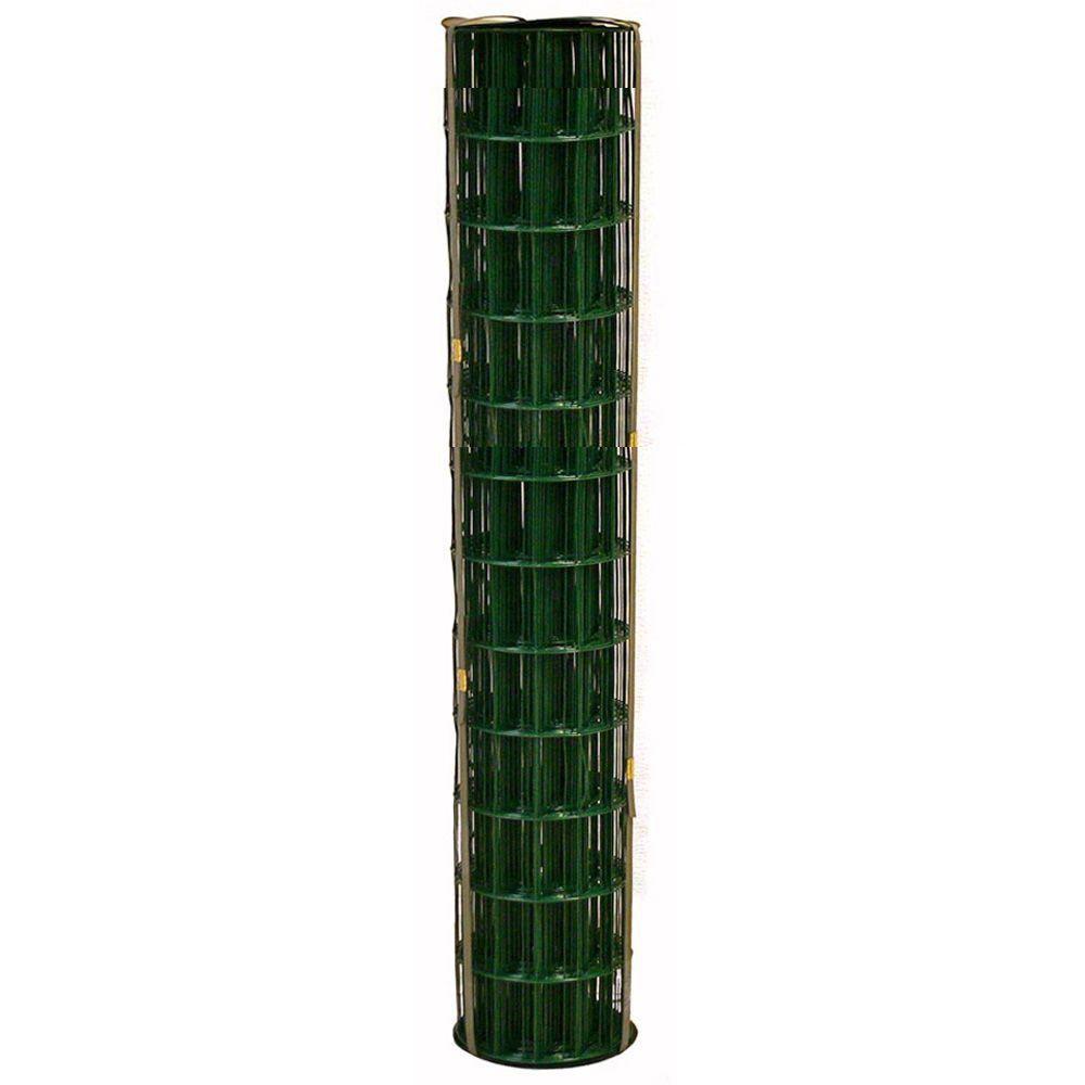 3' x 50' Green Galvanized & Vinyl Coated Fence 16 Gauge, 2" x 3" openings