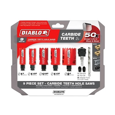 Diablo 9 Piece Carbide Hole Saw Set
