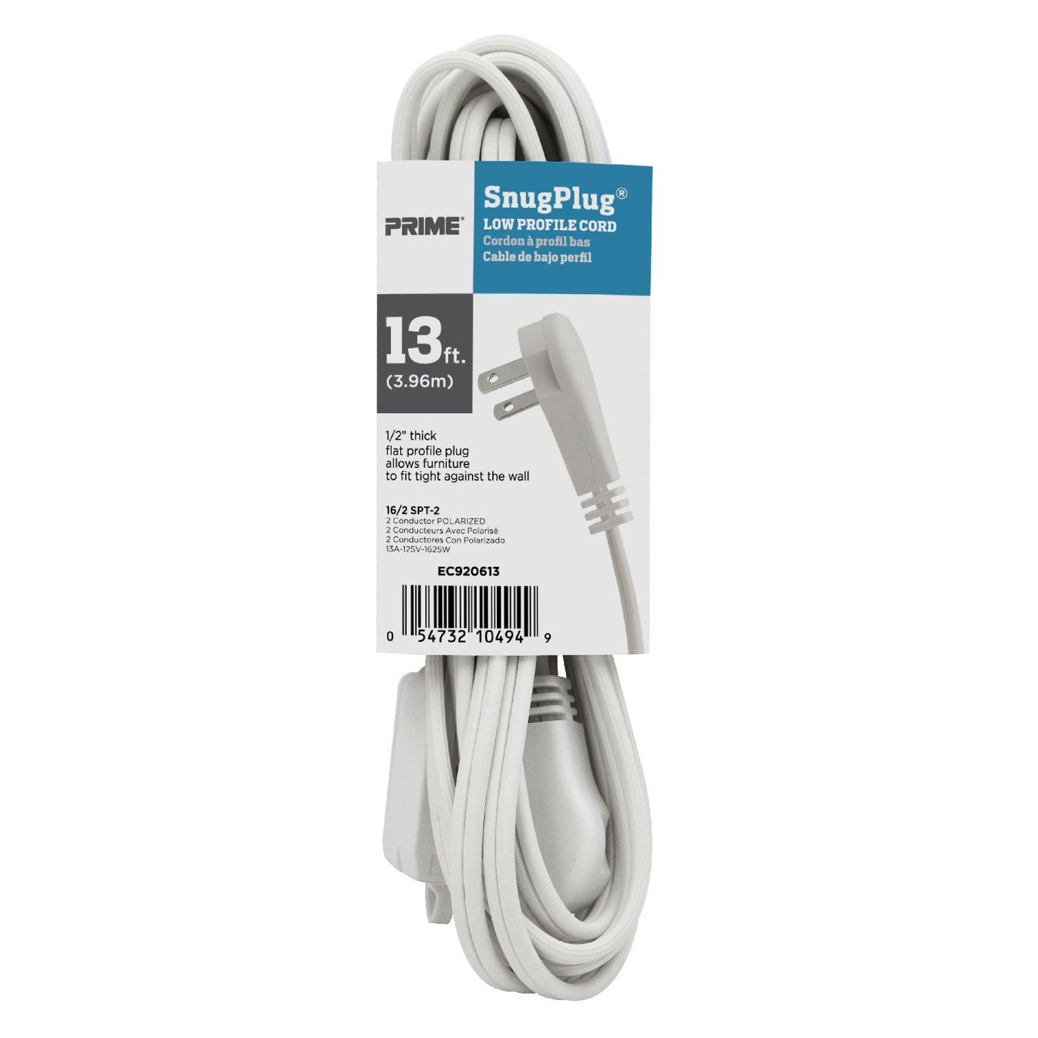 16/2 EXTENSION CORD SNUG WHT 13'