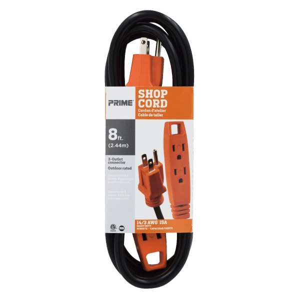 14/3 EXTENSION CORD TAP BLACK 8'
