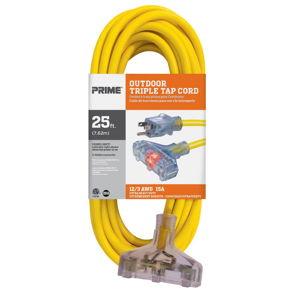 12/3 EXTENSION CORD TAP YLW 25'