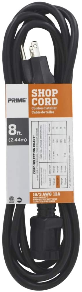 16/3 EXTENSION CORD BLACK 8'