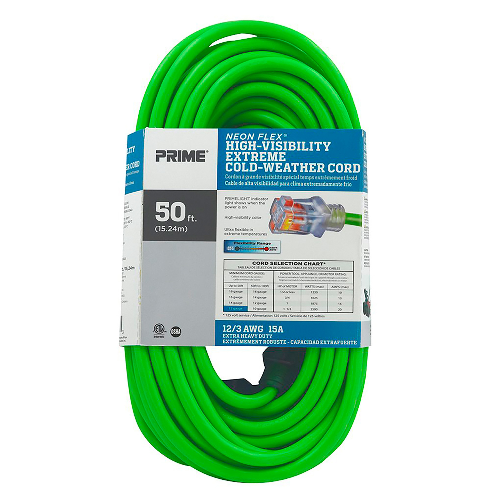 12/3 EXTENSION CORD GREEN 50'