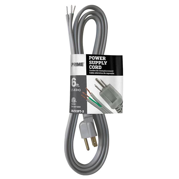 16/3 POWER SUPPLY CORD GREY 6'