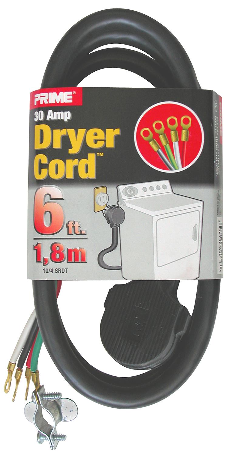 10/4 DRYER CORD 30A/250V BLCK 6'