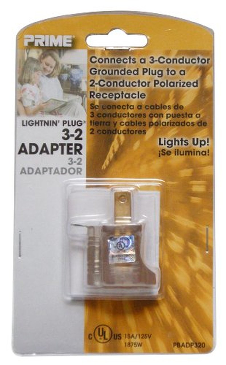 3 TO 2 GROUNDING ADAPTER W/LIGHT