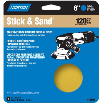 STICK 6" SANDING DISC 120 PK5