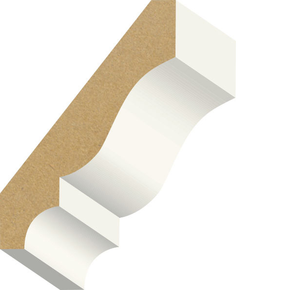 5/8" x 3-5/8 Crown Moulding Primed MDF