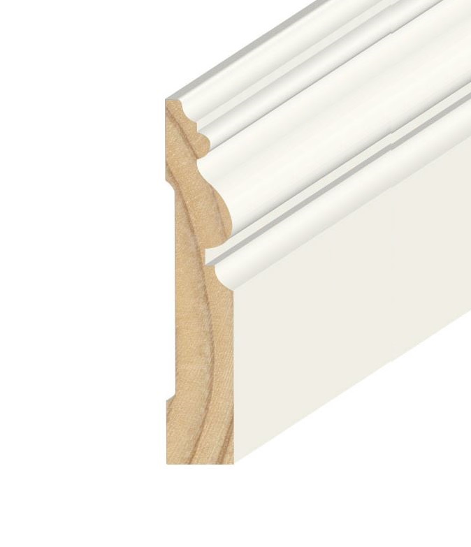 9/16" x 3-7/16" Primed Santa Fe Baseboard
